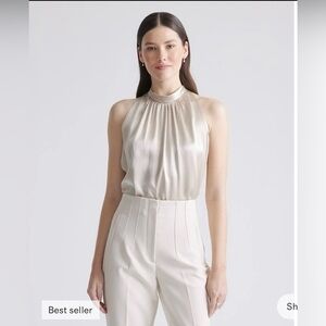 Quince 100% Washable Silk Halter Top sz XS